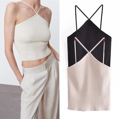 Pure Color Knitted Vest Summer Women'S Clothing