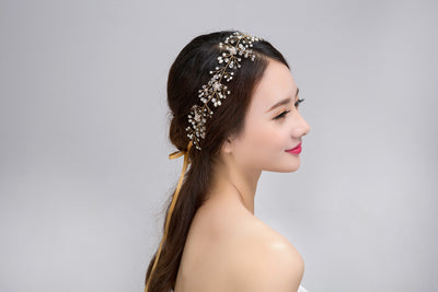 Pure Handmade Gold And Silver Crystal Bridal Hair Accessories