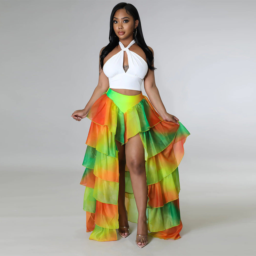 Skirt Pleated Beach Half Dress