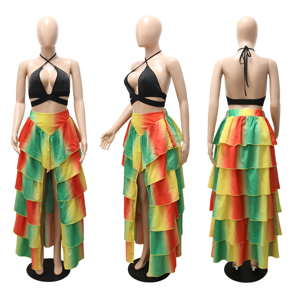 Skirt Pleated Beach Half Dress