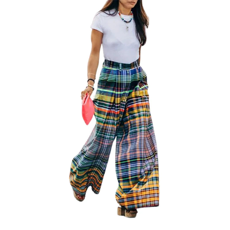 Checkerboard Wide Leg Pants