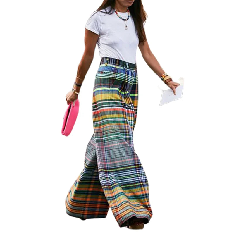 Checkerboard Wide Leg Pants