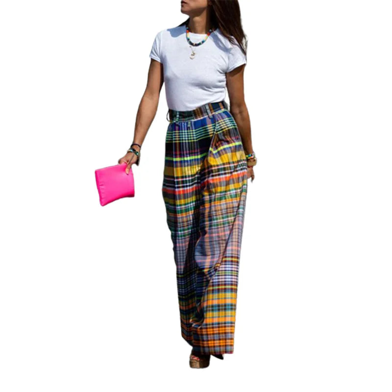 Checkerboard Wide Leg Pants