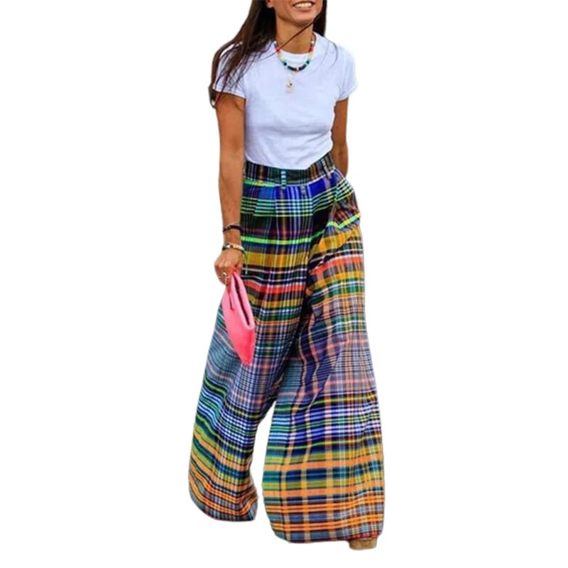 Checkerboard Wide Leg Pants