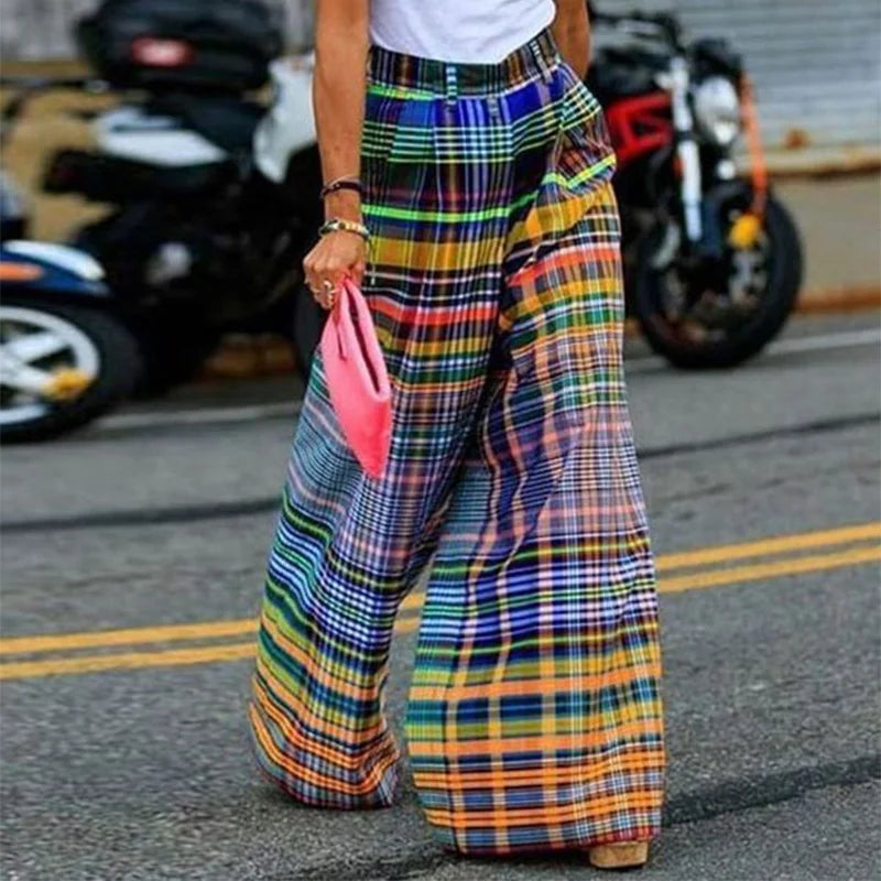 Checkerboard Wide Leg Pants