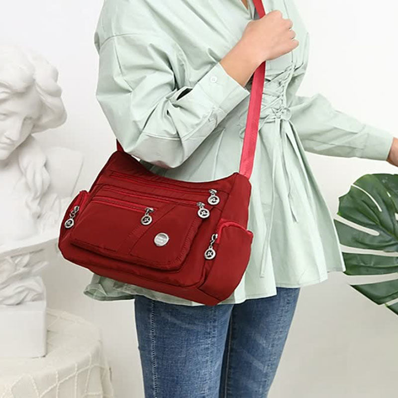 Women Shoulder Bag Multi-pocket Design Waterproof Casual High Capacity Crossbody Bag