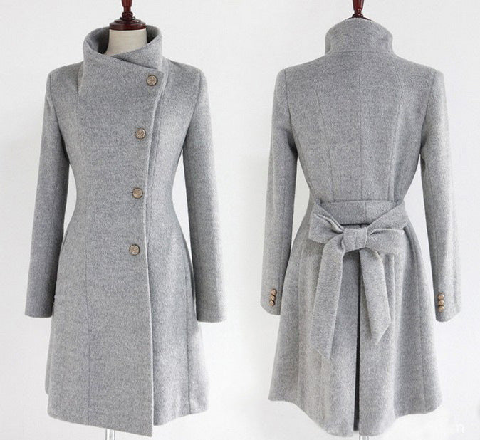 Women's Mid Length Woolen Coat for Winter