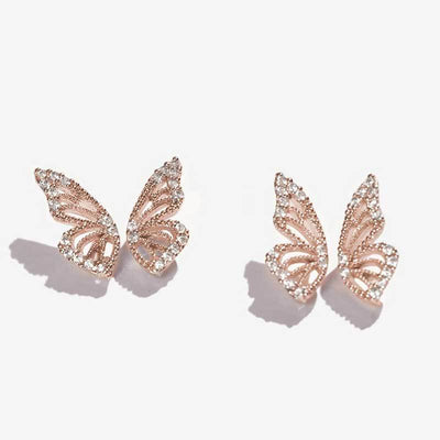 Exaggerated Bohemian Crystal Butterfly Earrings