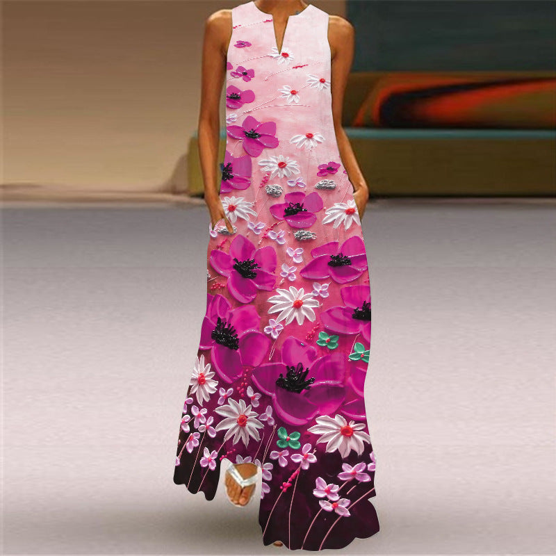Women's Sleeveless Printed Dress Summer Fashion Clothes