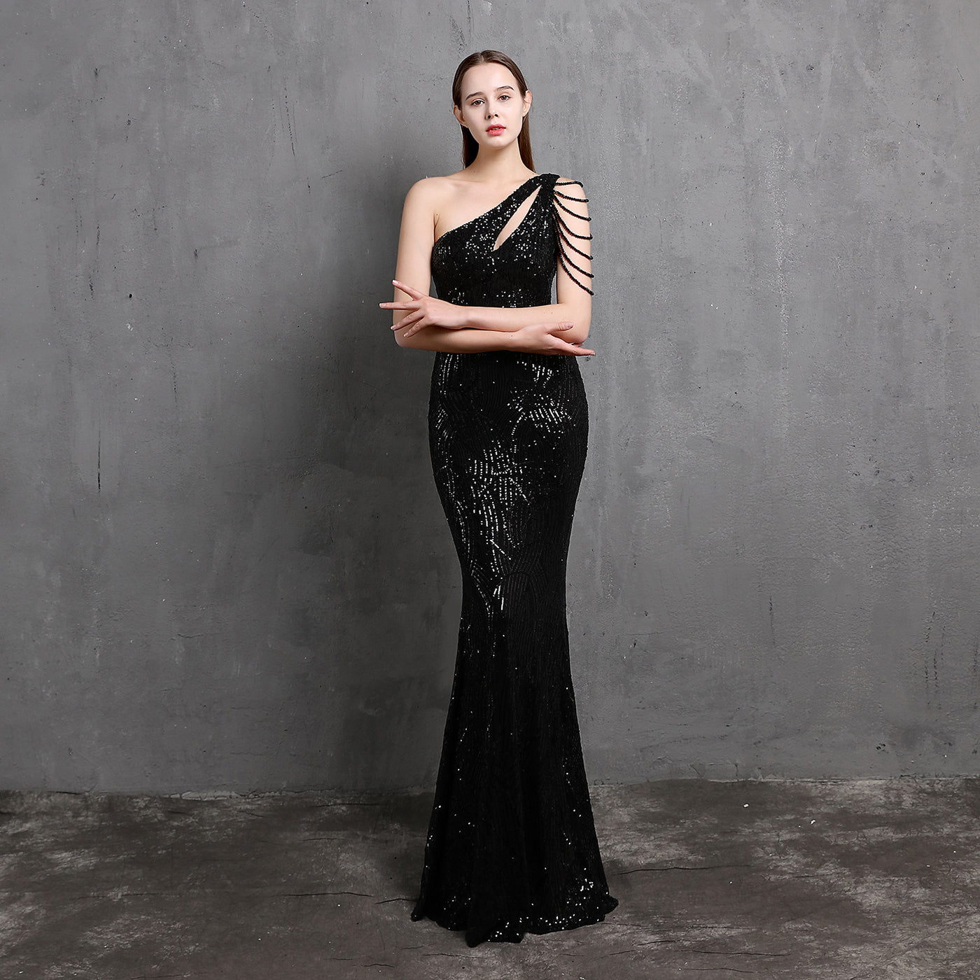 Women's Fashionable Temperament Long Section Thin Toasting Dress