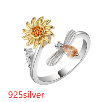 Sunflower Rotating Ring Set With Diamond Simple And Versatile