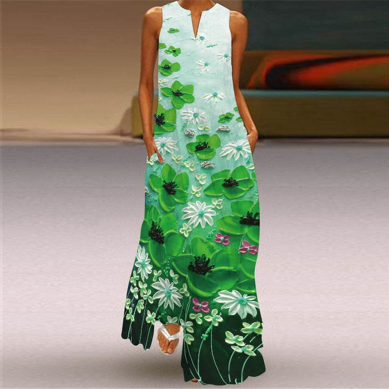 Women's Sleeveless Printed Dress Summer Fashion Clothes