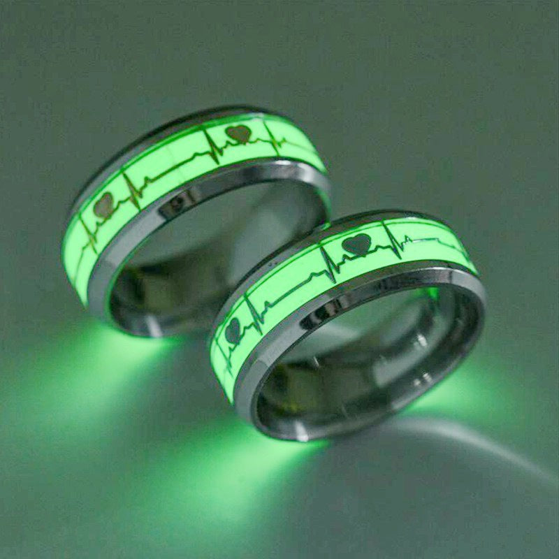 Heart-shaped Rings Luminous At Night Lovers Ring Valentine's Day Gift Jewelry