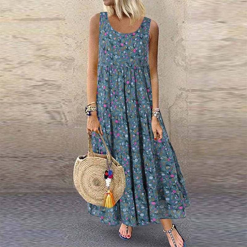 Bohemian Floral Dress Women Summer Beach Long Dress
