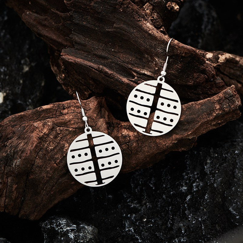 Occult Symbol Dangle Earrings Silver Plated Stainless Steel Geometric Earrings For Women Viking Jewelry