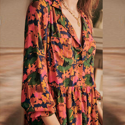 Women's Spring Summer Fashion Casual Long Sleeve Printed Dress