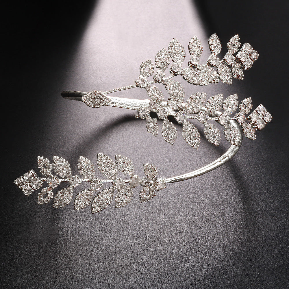 Leaf Opening Bracelet Fashionable Full Diamond