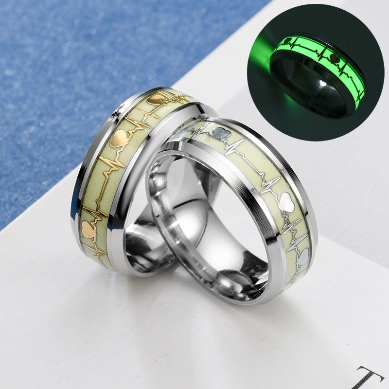 Heart-shaped Rings Luminous At Night Lovers Ring Valentine's Day Gift Jewelry