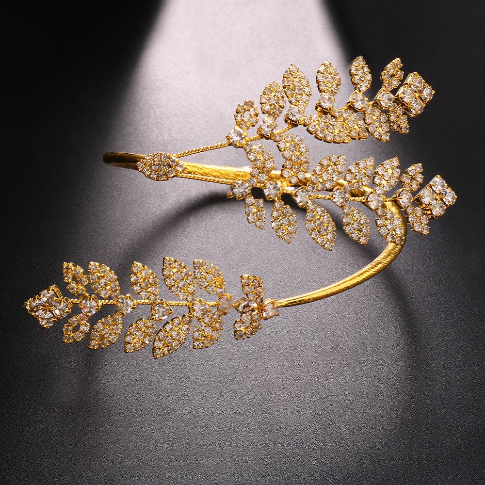 Leaf Opening Bracelet Fashionable Full Diamond