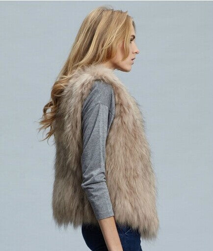 Faux Fox Fur Ladies Short Vest Jacket